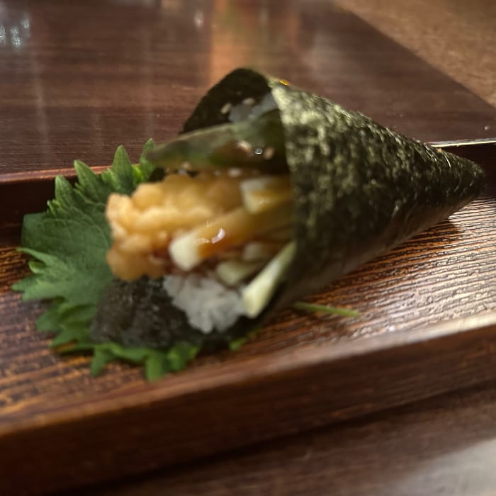 Shrimp Tempura Hand Roll.