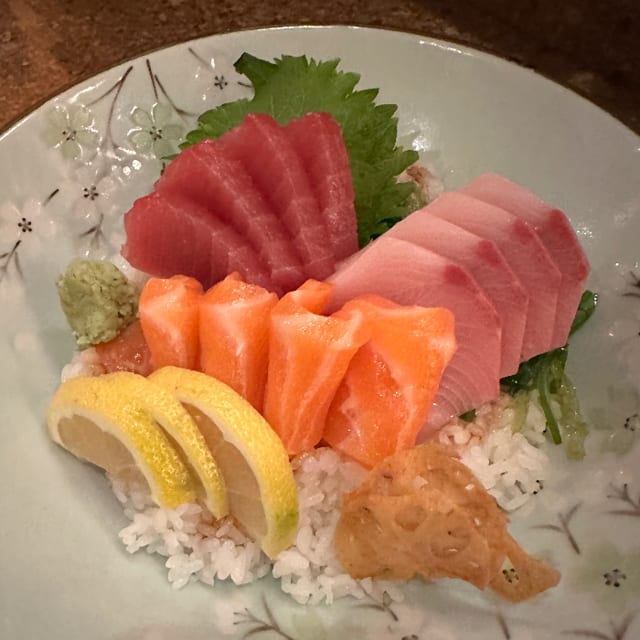 Tuna, Salon, and Yellowtail Donburi.